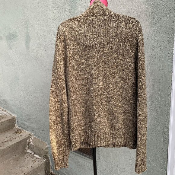 Polo by Ralph Lauren Marled Pullover Sweater Henley Fisherman Green Casual Men M - Picture 3 of 7